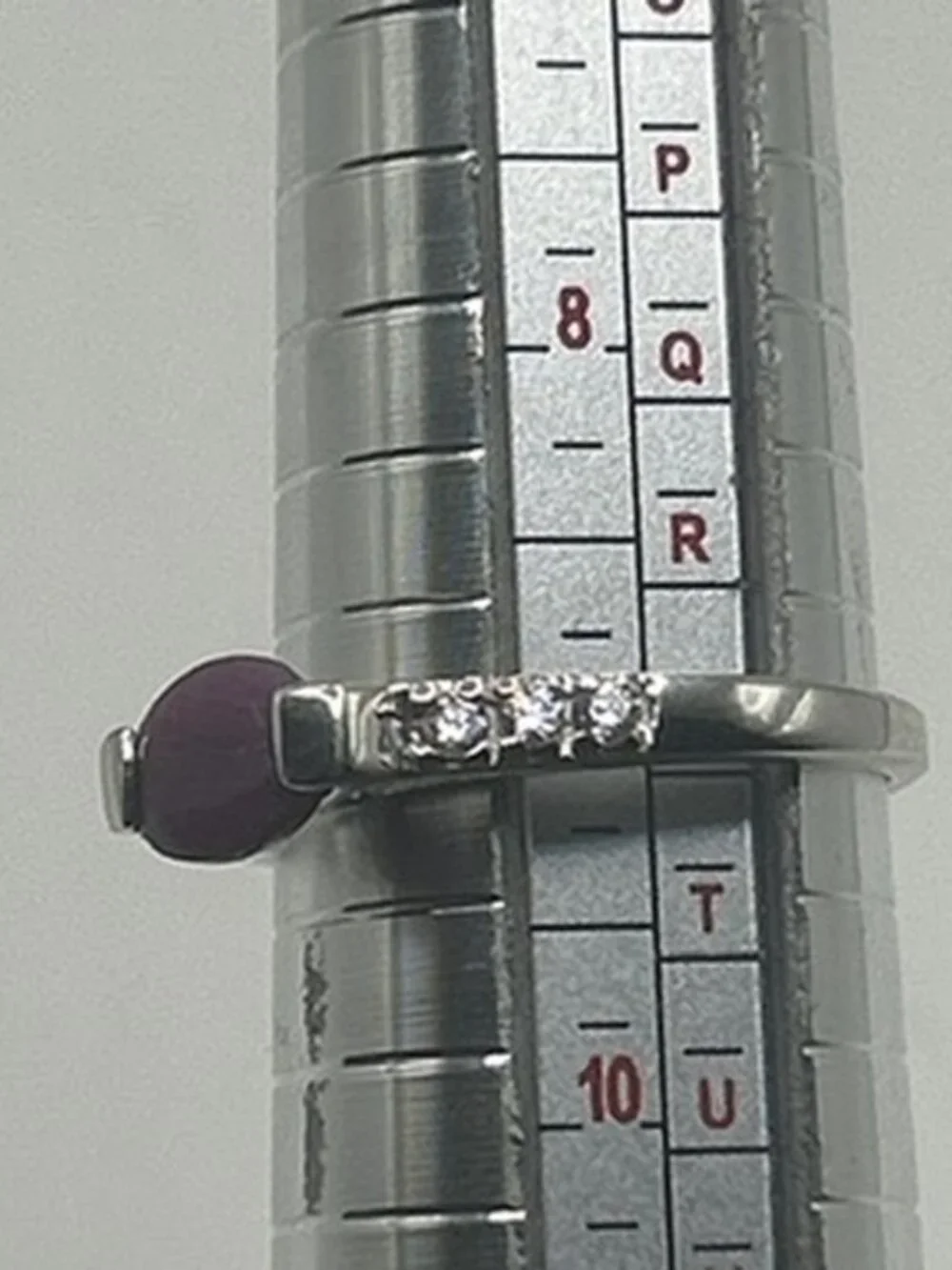 Vintage 925 Sterling Silver Garnet Ring Womens Red Stone CZ Accents Stamped